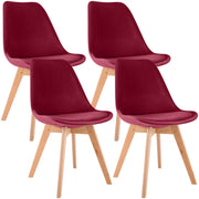 4er Set Stuhl Linares Samt rot