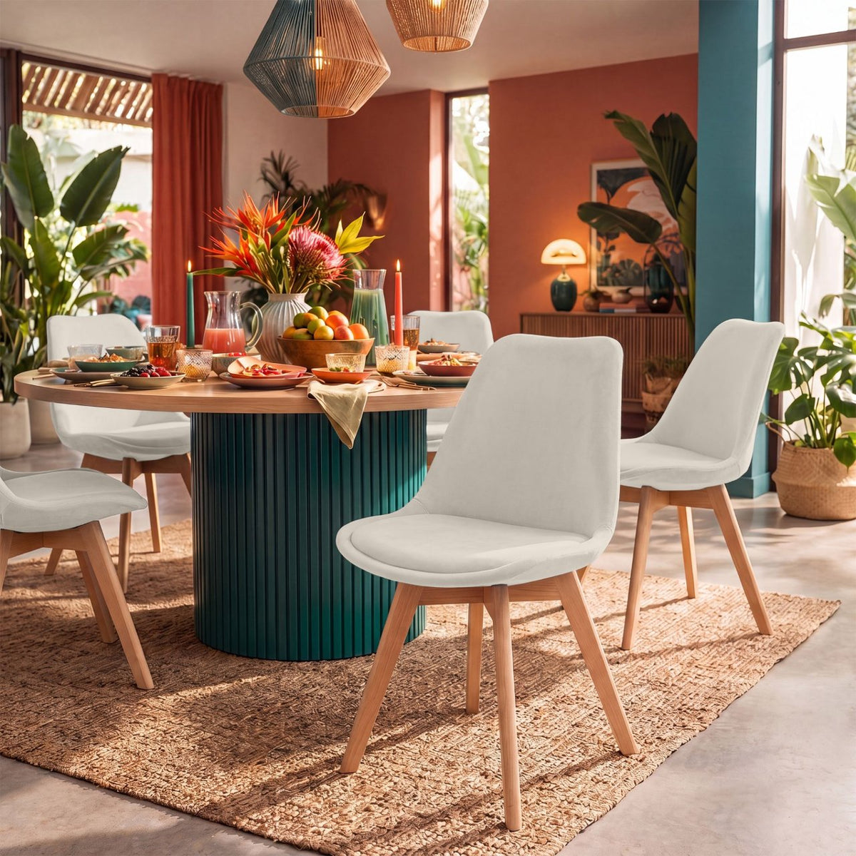 Eetkamerstoel Linares beige,Fluweel beige