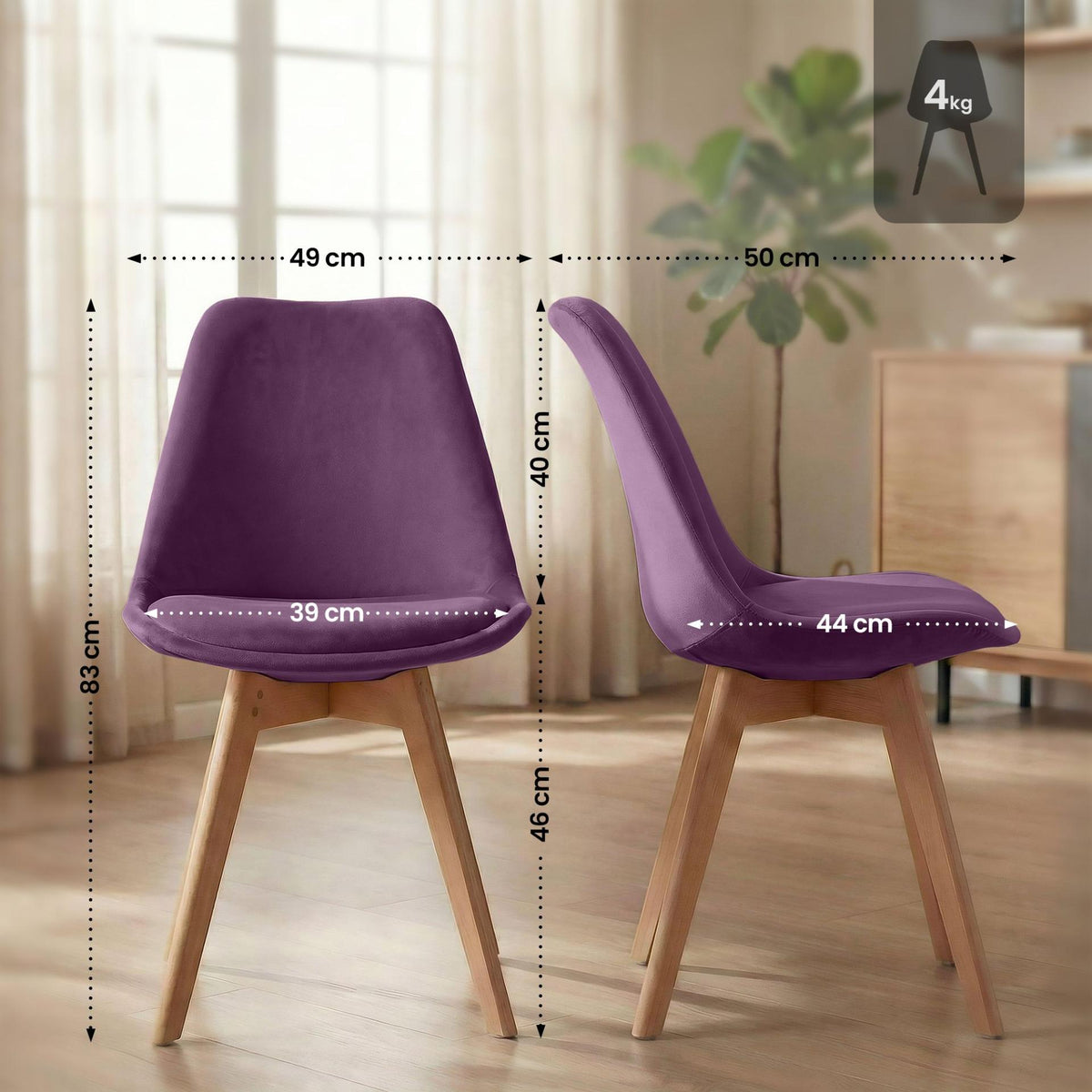 Eetkamerstoel Linares purper,Fluweel lila