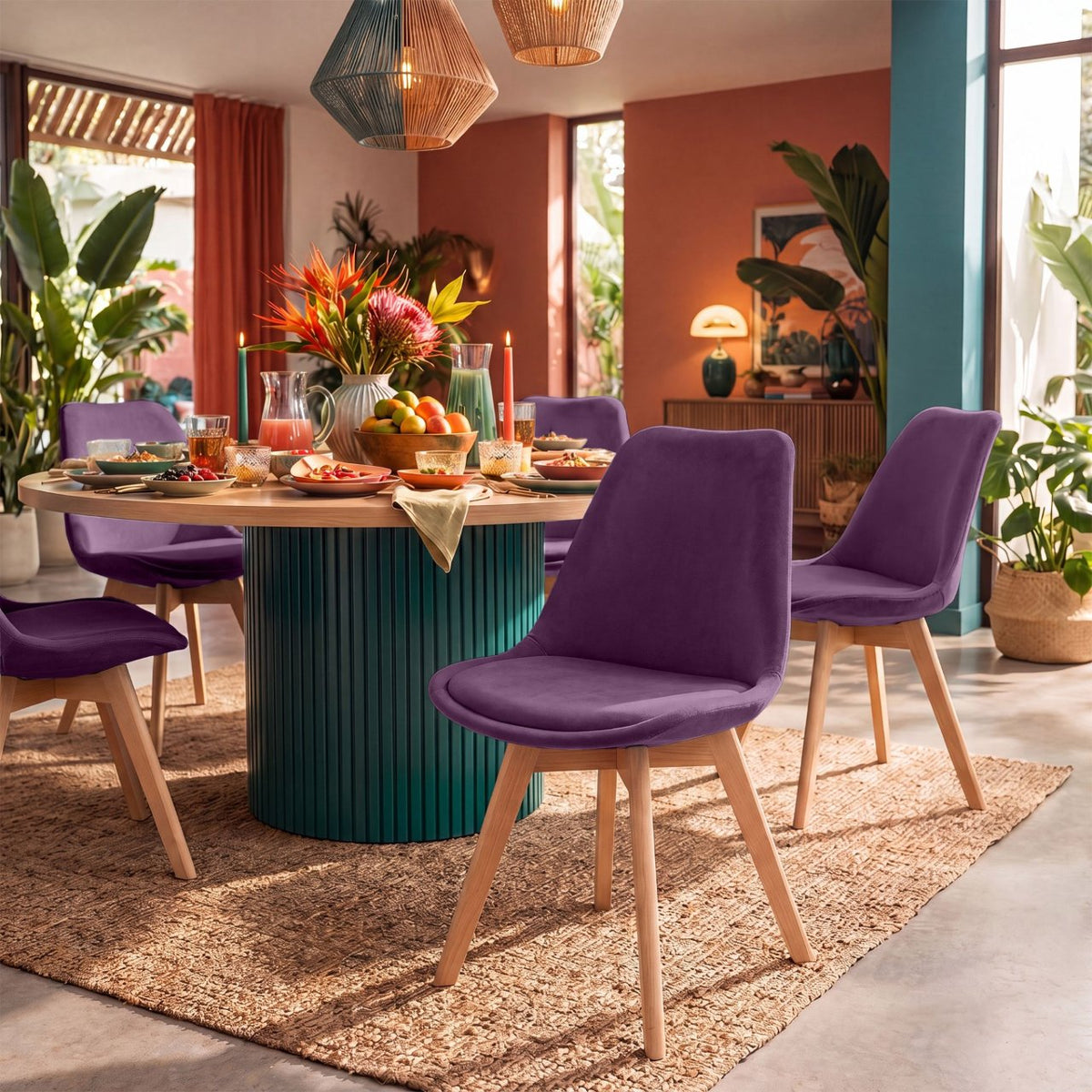 Eetkamerstoel Linares purper,Fluweel lila