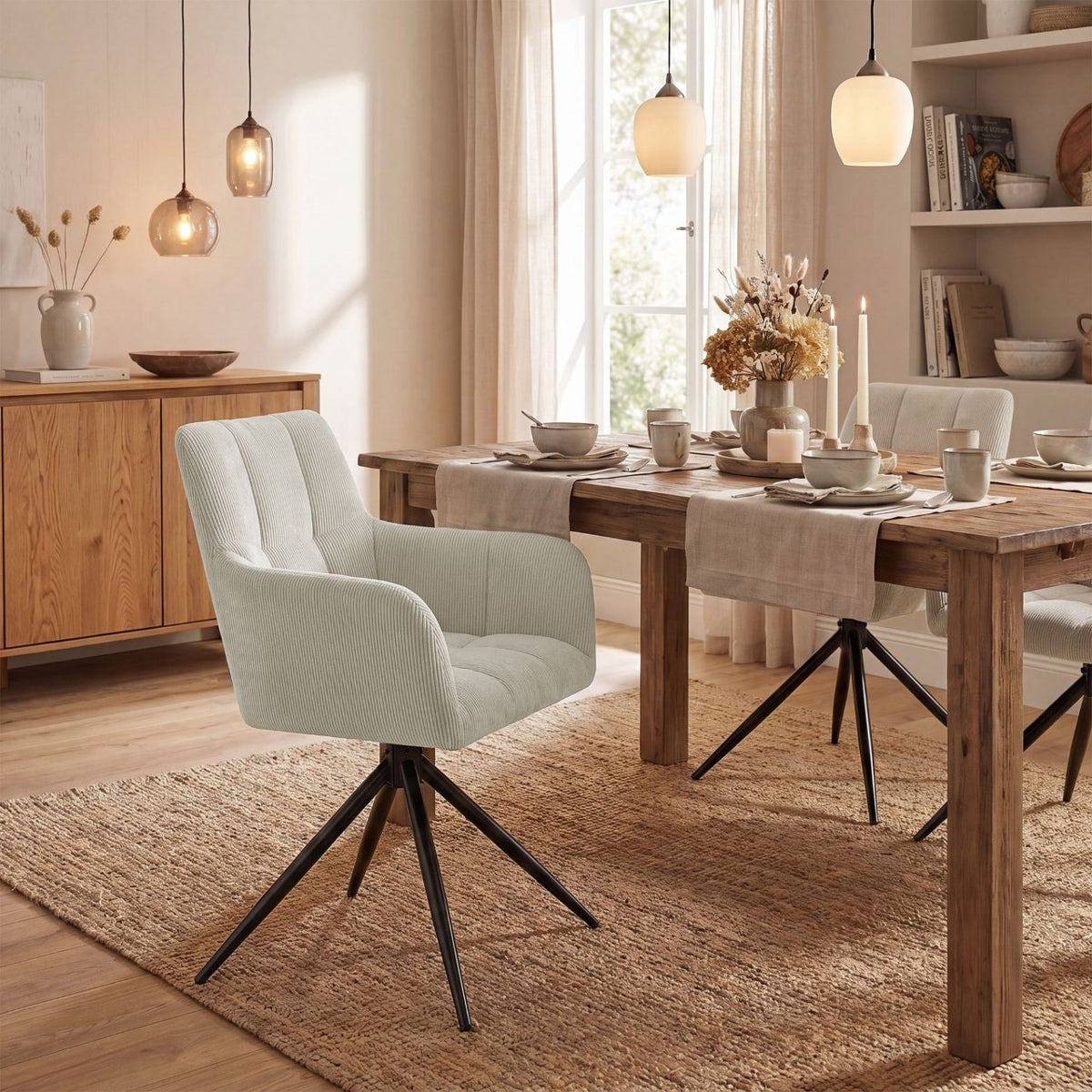 Eetkamerstoel Jonah Cord creme creme