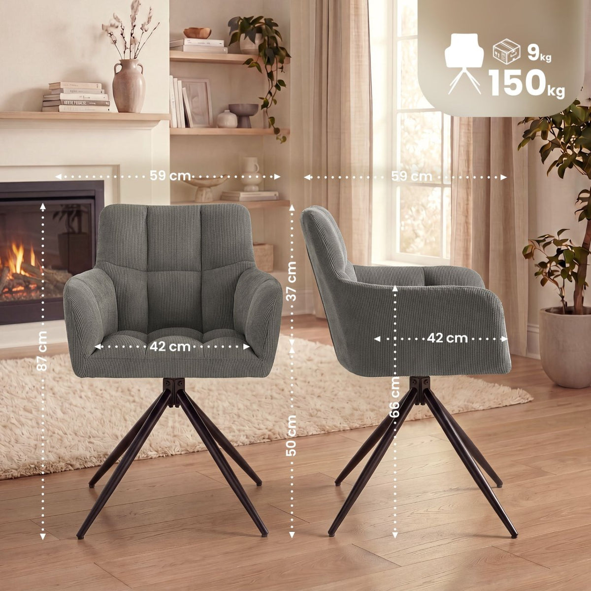 Eetkamerstoel Jonah Cord taupe taupe