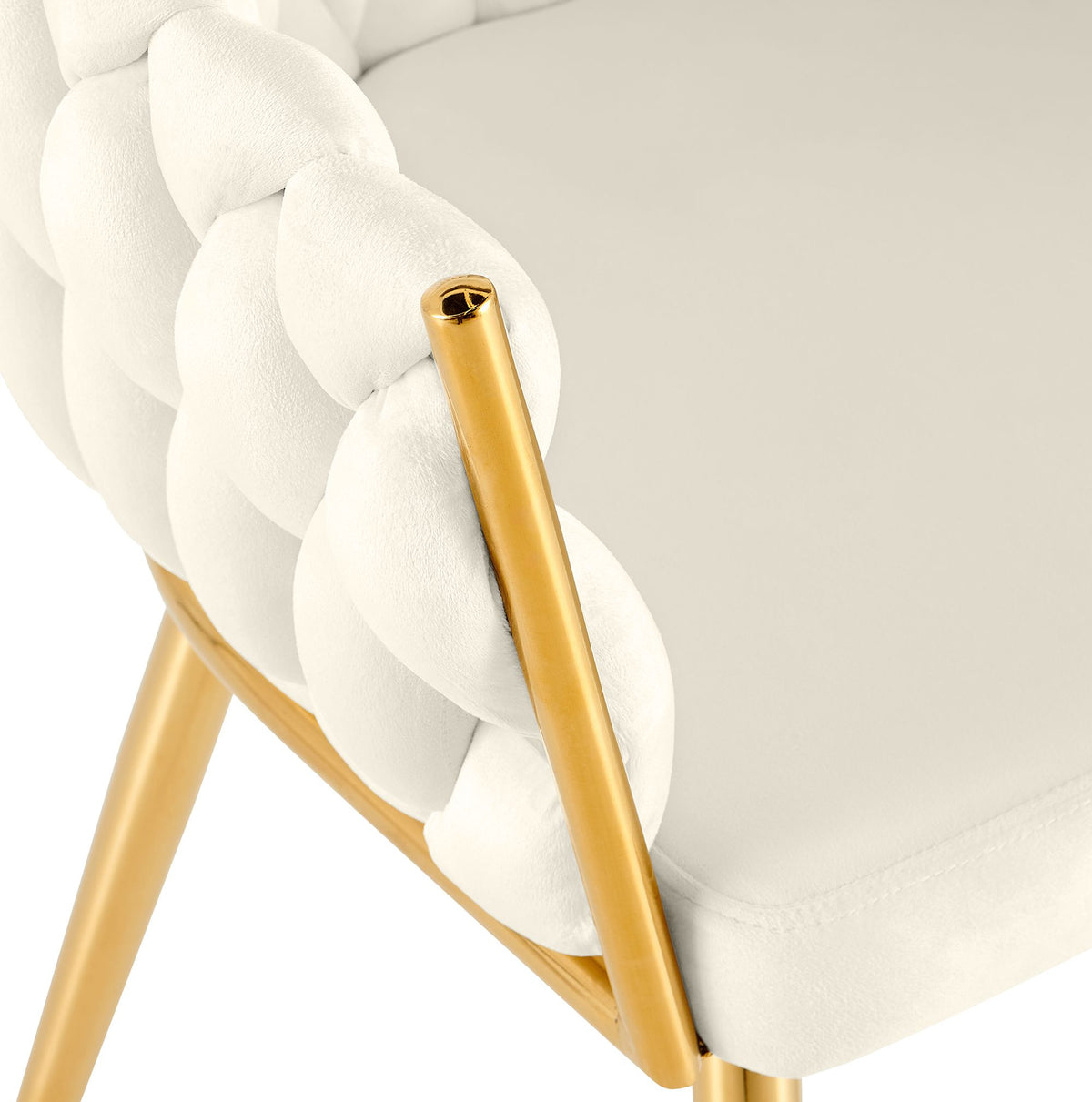 Eetkamerstoel Molise fluweel goud creme,Fluweel creme