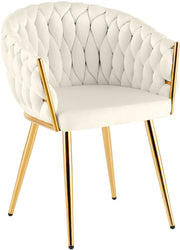 Eetkamerstoel Molise fluweel goud creme,Fluweel creme