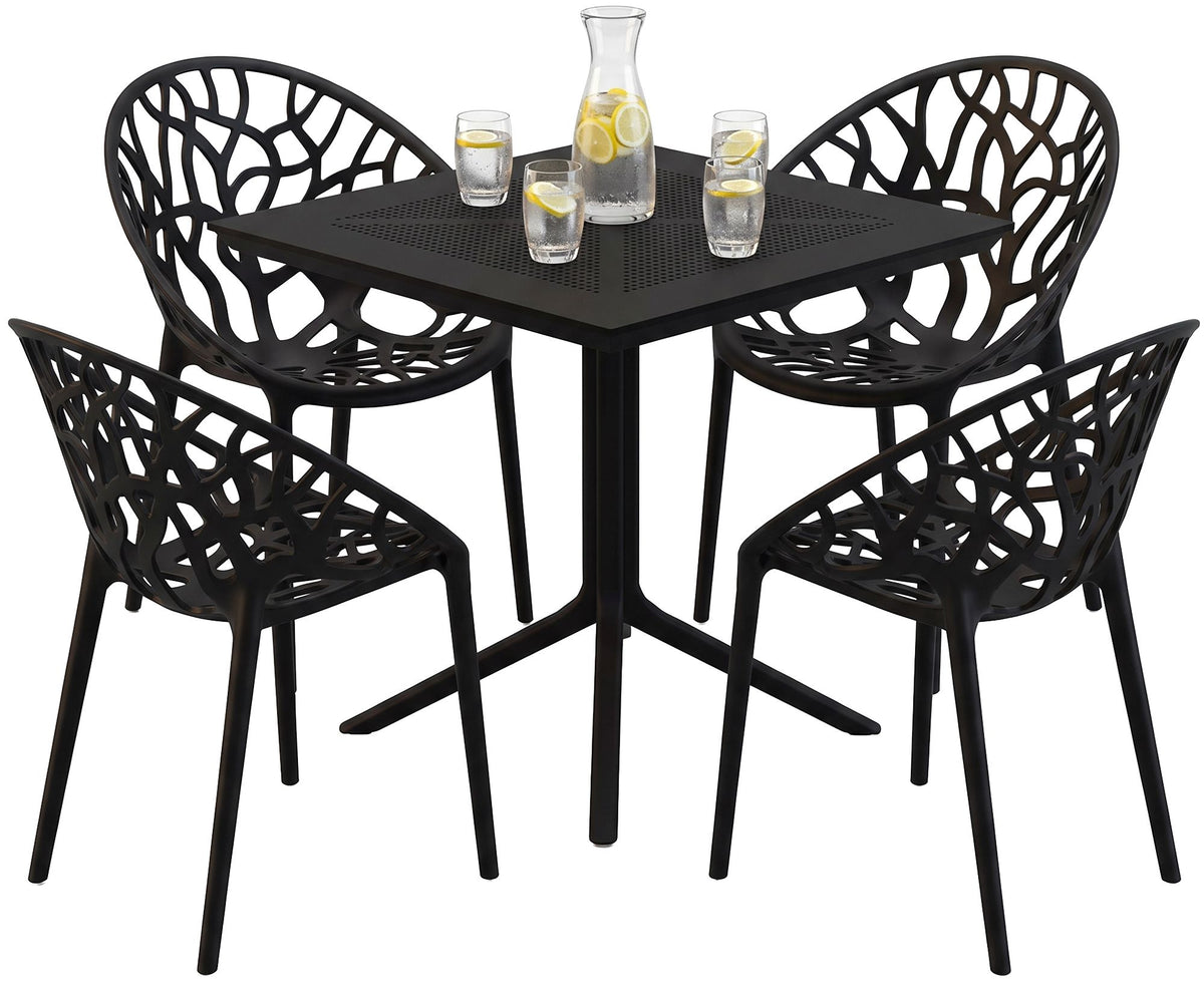 Tuinmeubelset Avara met 4 stoelen zwart schwarz