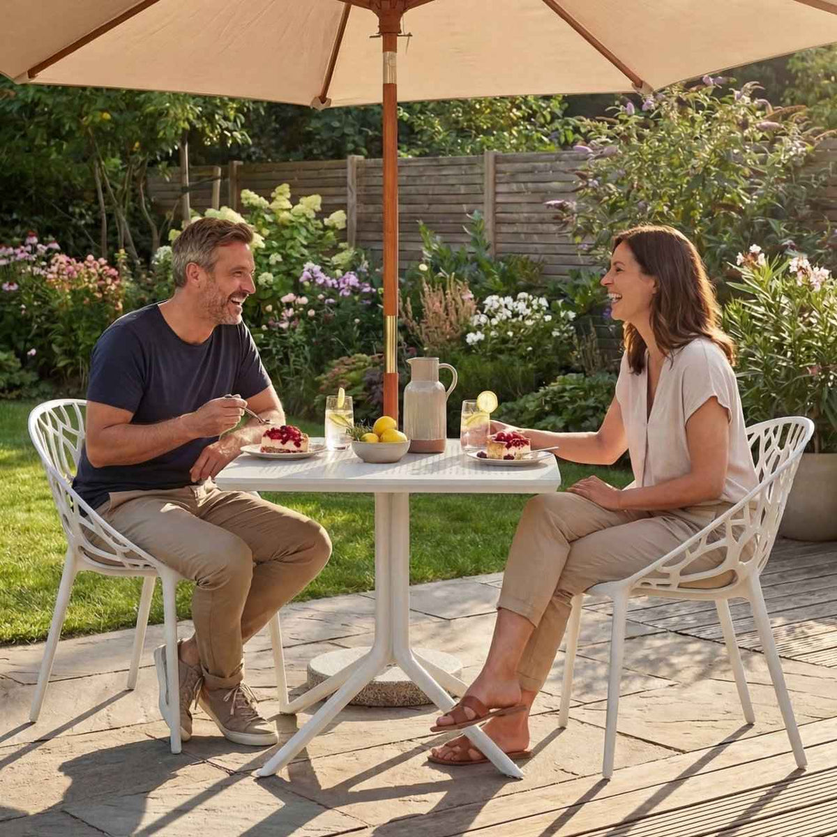 Tuinset Avara met 2 stoelen wit weiß