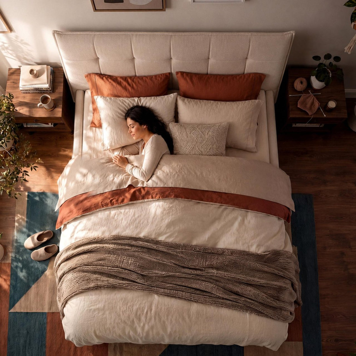 Bett Mirka 180x200 cm Stoff creme