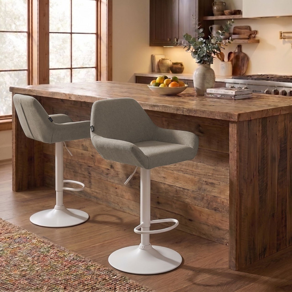 Barkruk Braga stof taupe,wit taupe
