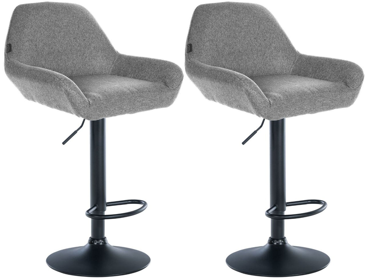 Set van 2 barkrukken Braga stof grijs,zwart grau