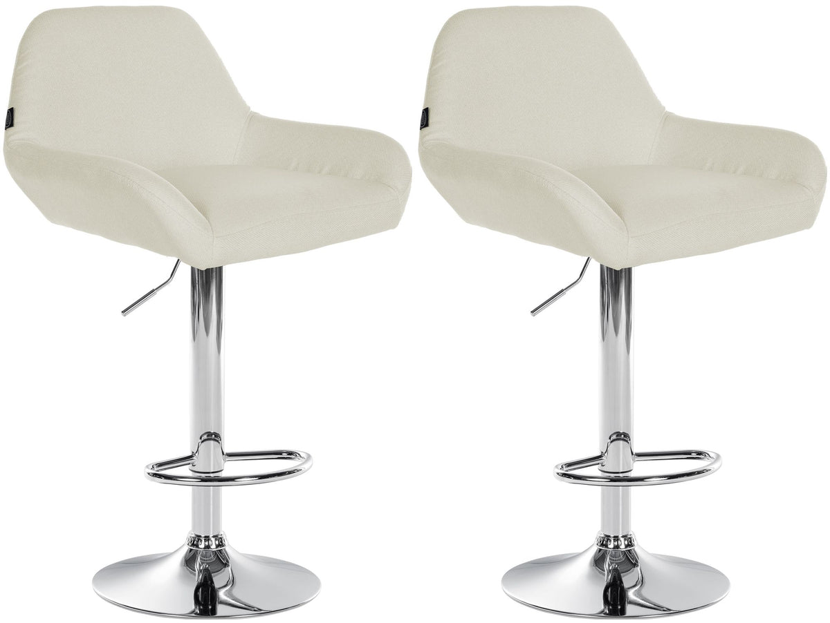 Set van 2 barkrukken Braga stof creme,chroom creme
