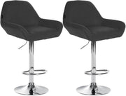 Set van 2 barkrukken Braga stof donkergrijs,chroom dunkelgrau