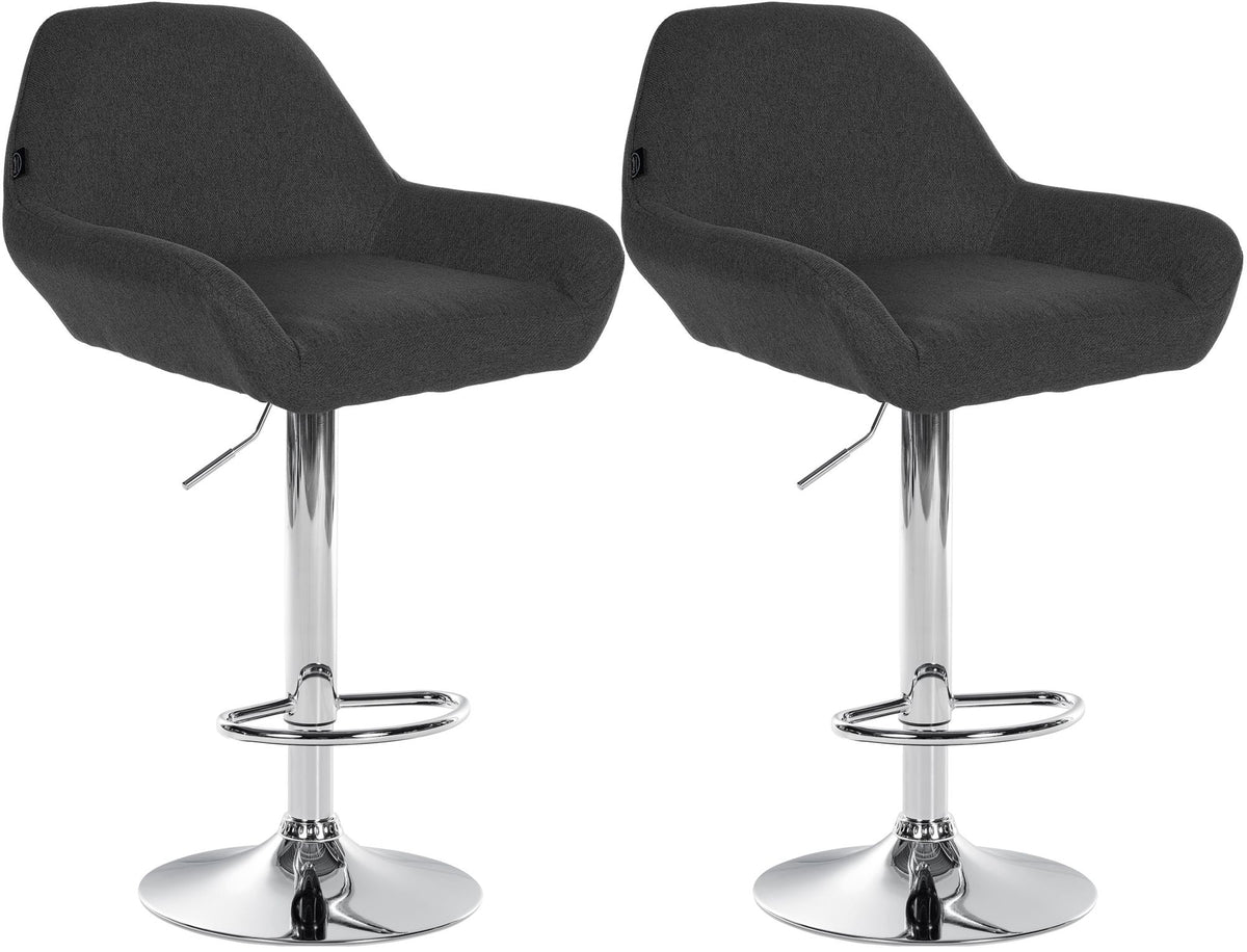 Set van 2 barkrukken Braga stof donkergrijs,chroom dunkelgrau