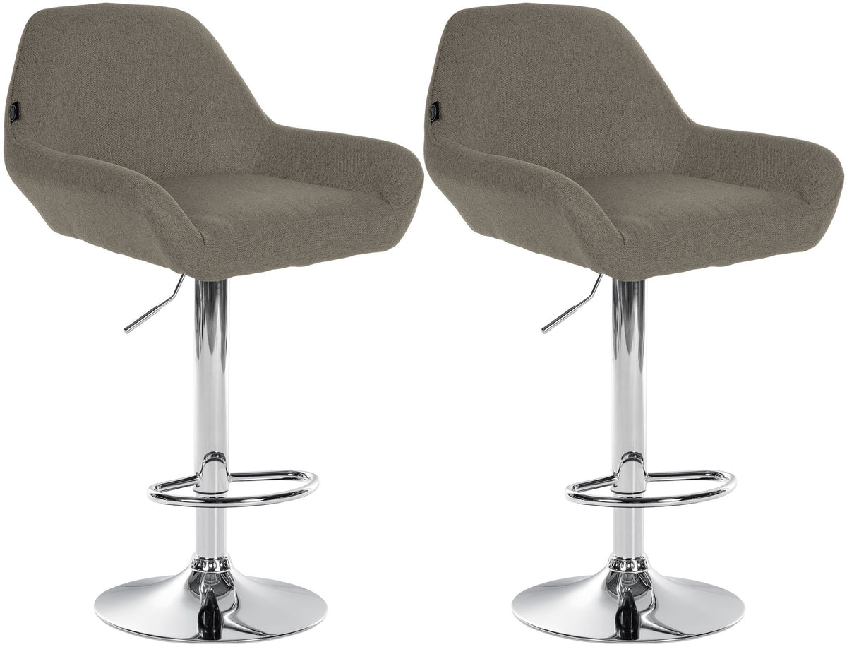 Set van 2 barkrukken Braga stof taupe,chroom taupe