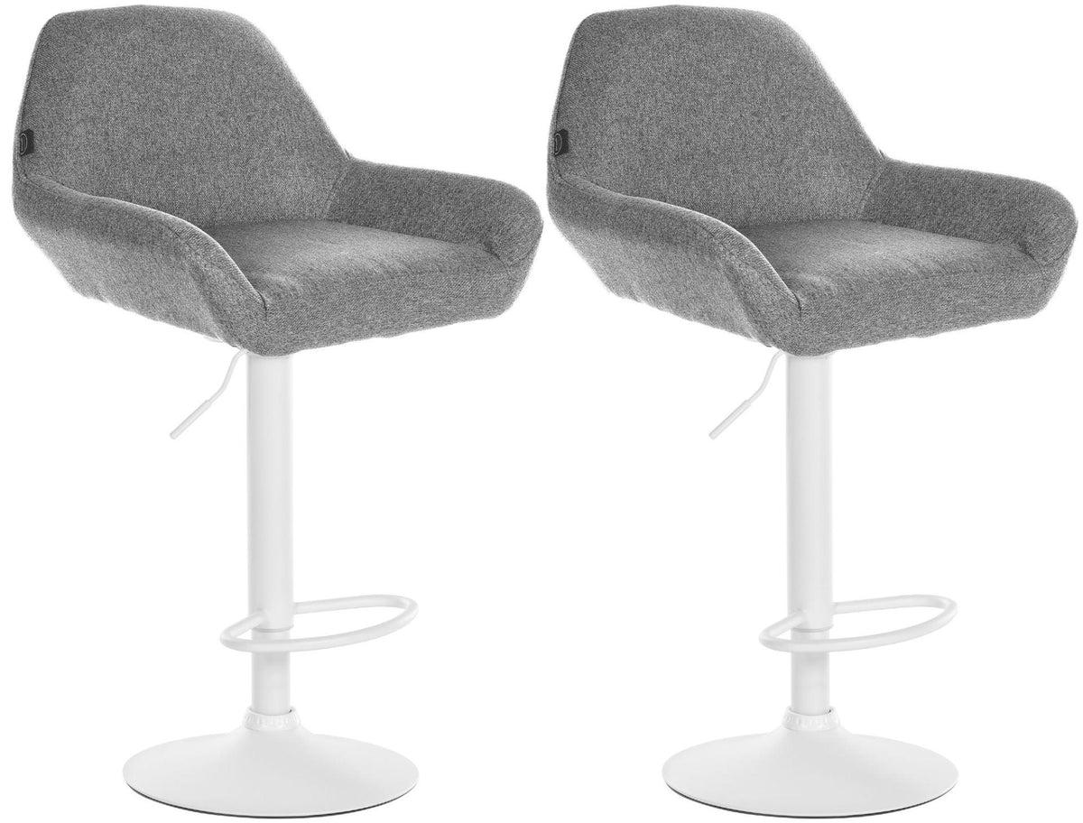 Set van 2 barkrukken Braga stof grijs,wit grau
