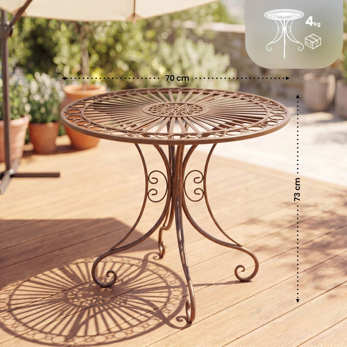 Tuintafel Hari antiek bruin antik braun