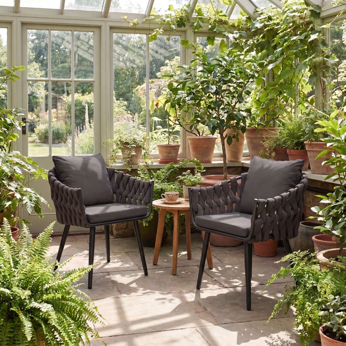 Tuinstoel Naxos taupe met zitkussen antraciet anthrazit