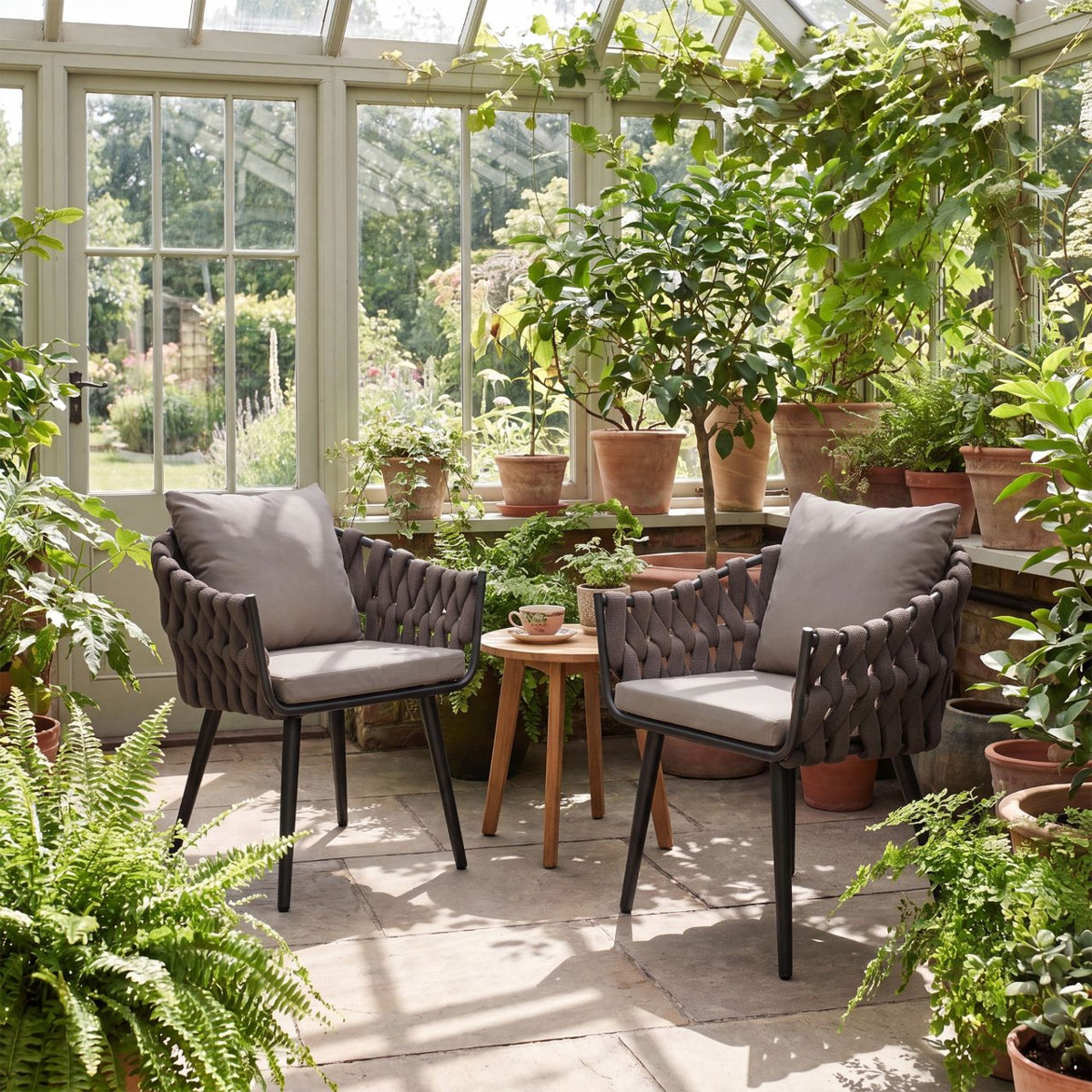 Tuinstoel Naxos taupe met zitkussen grijs grau