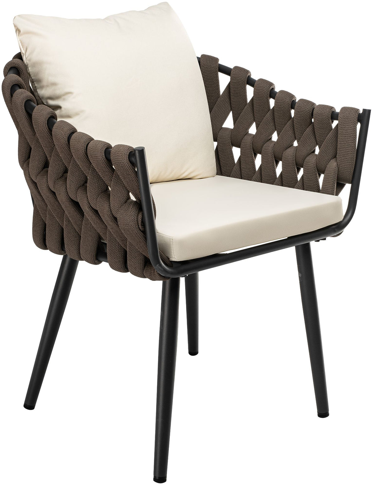 Tuinstoel Naxos taupe met zitkussen creme creme