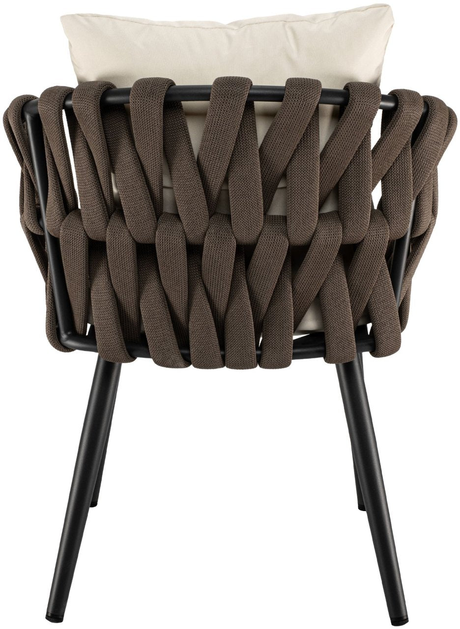 Tuinstoel Naxos taupe met zitkussen creme creme