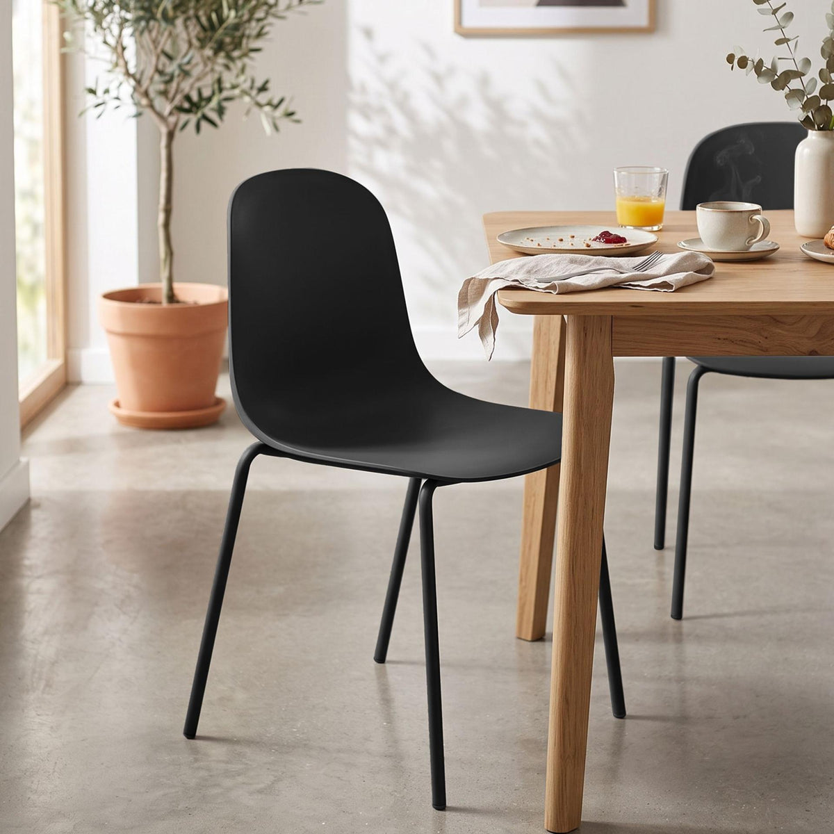 Set van 4 stapelstoelen Hardin zwart schwarz