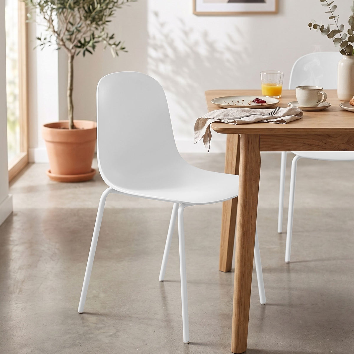 Set van 4 stapelstoelen Hardin wit weiß