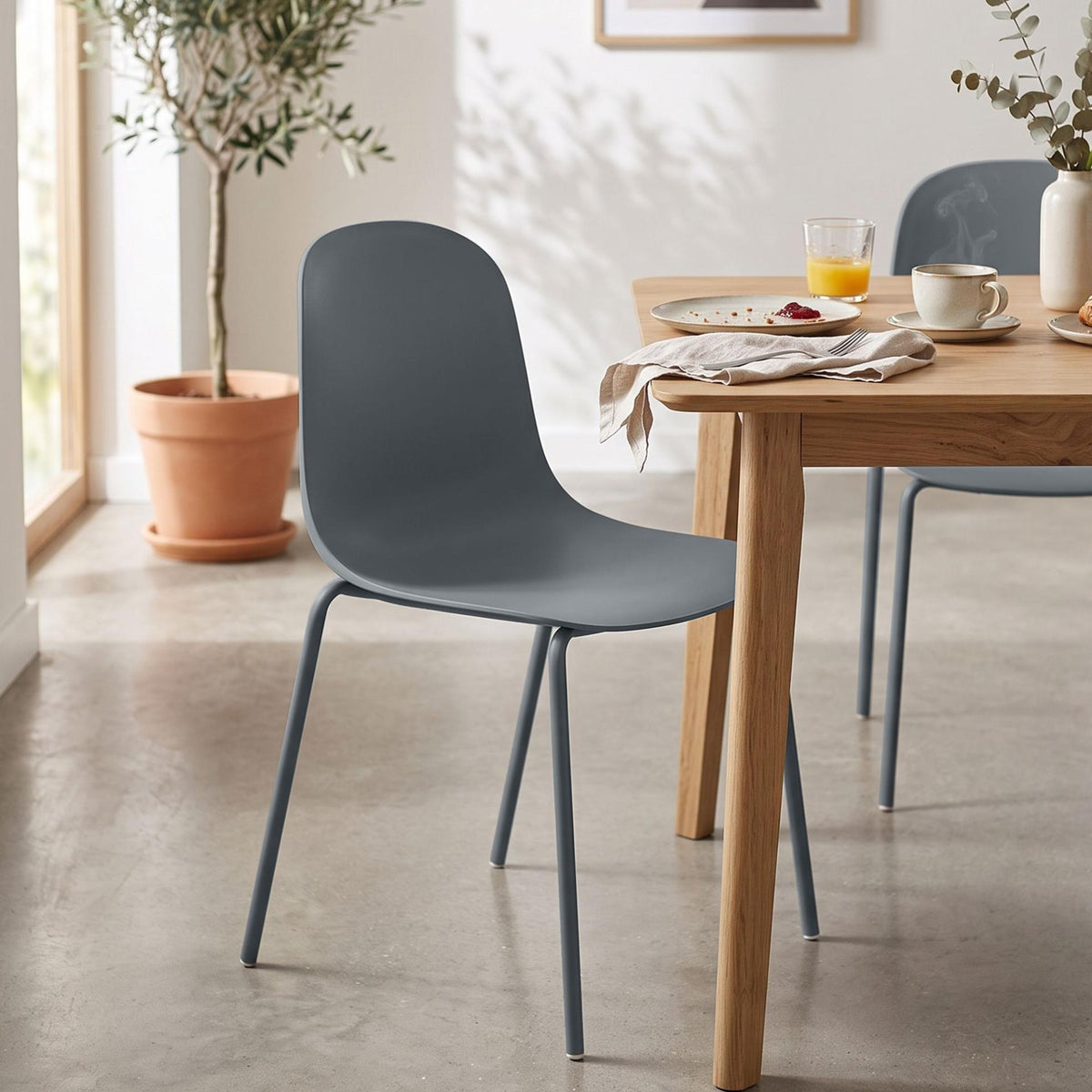 Set van 2 stapelstoelen Hardin donkergrijs dunkelgrau