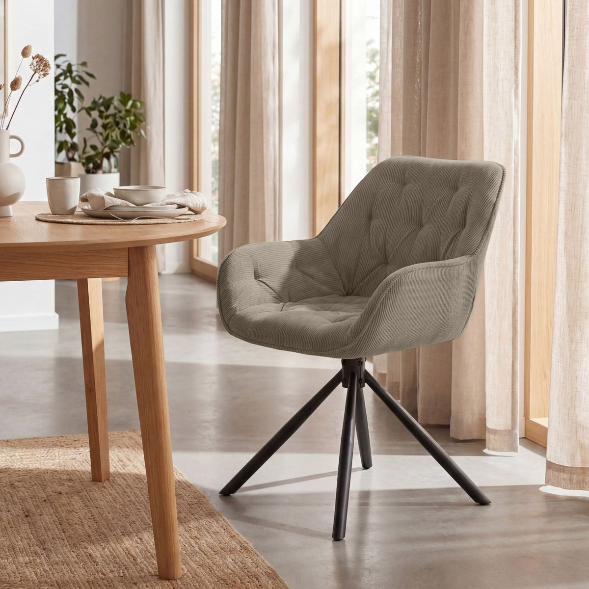 Eetkamerstoel Rimio Cord taupe taupe