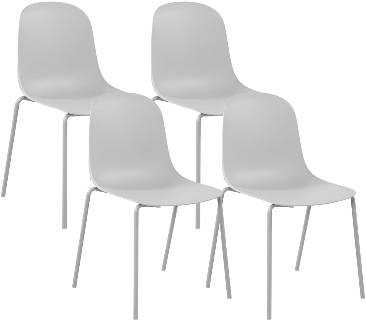 Set van 4 stapelstoelen Hardin licht grijs hellgrau