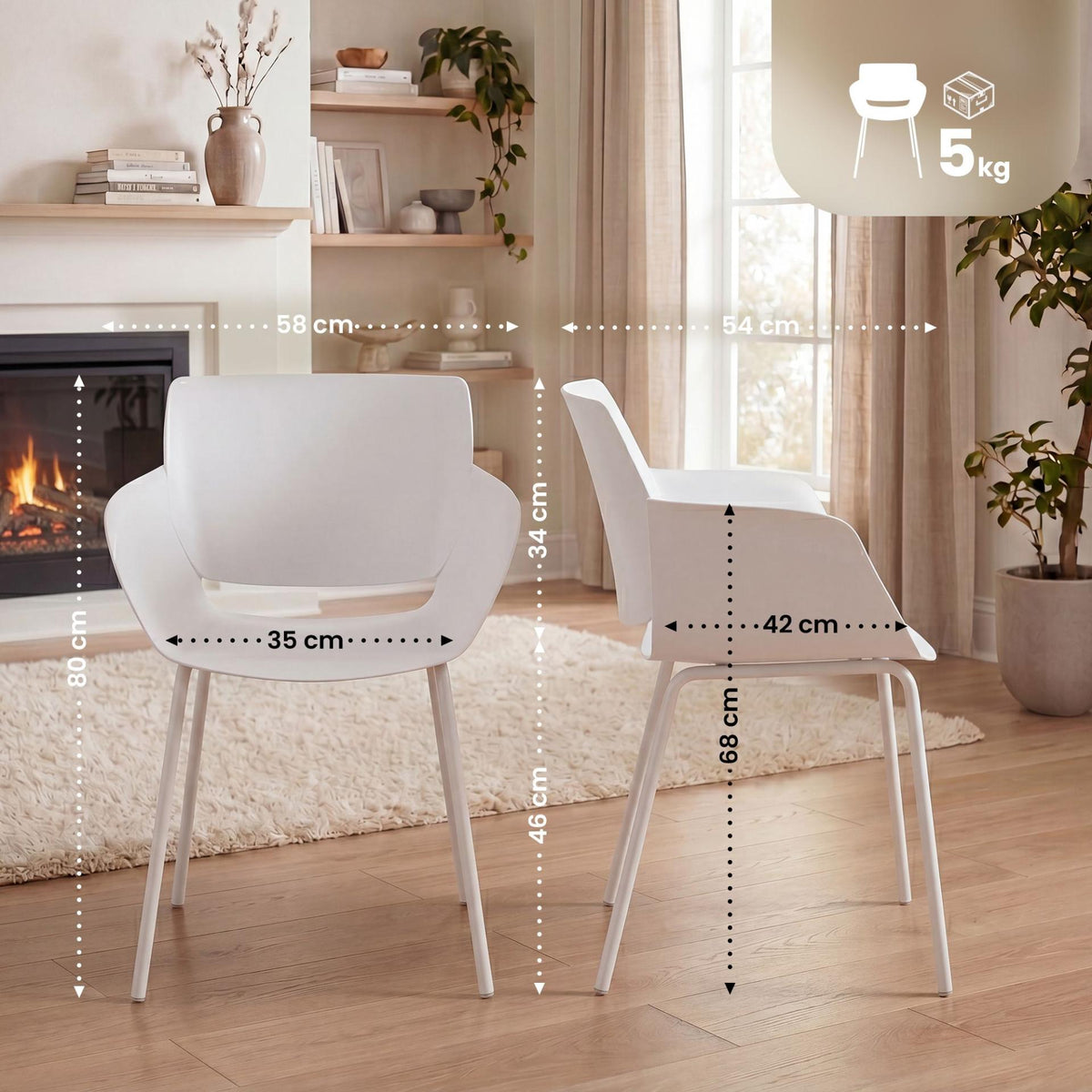 Set van 2 Tuinstoelen Alpena wit weiß