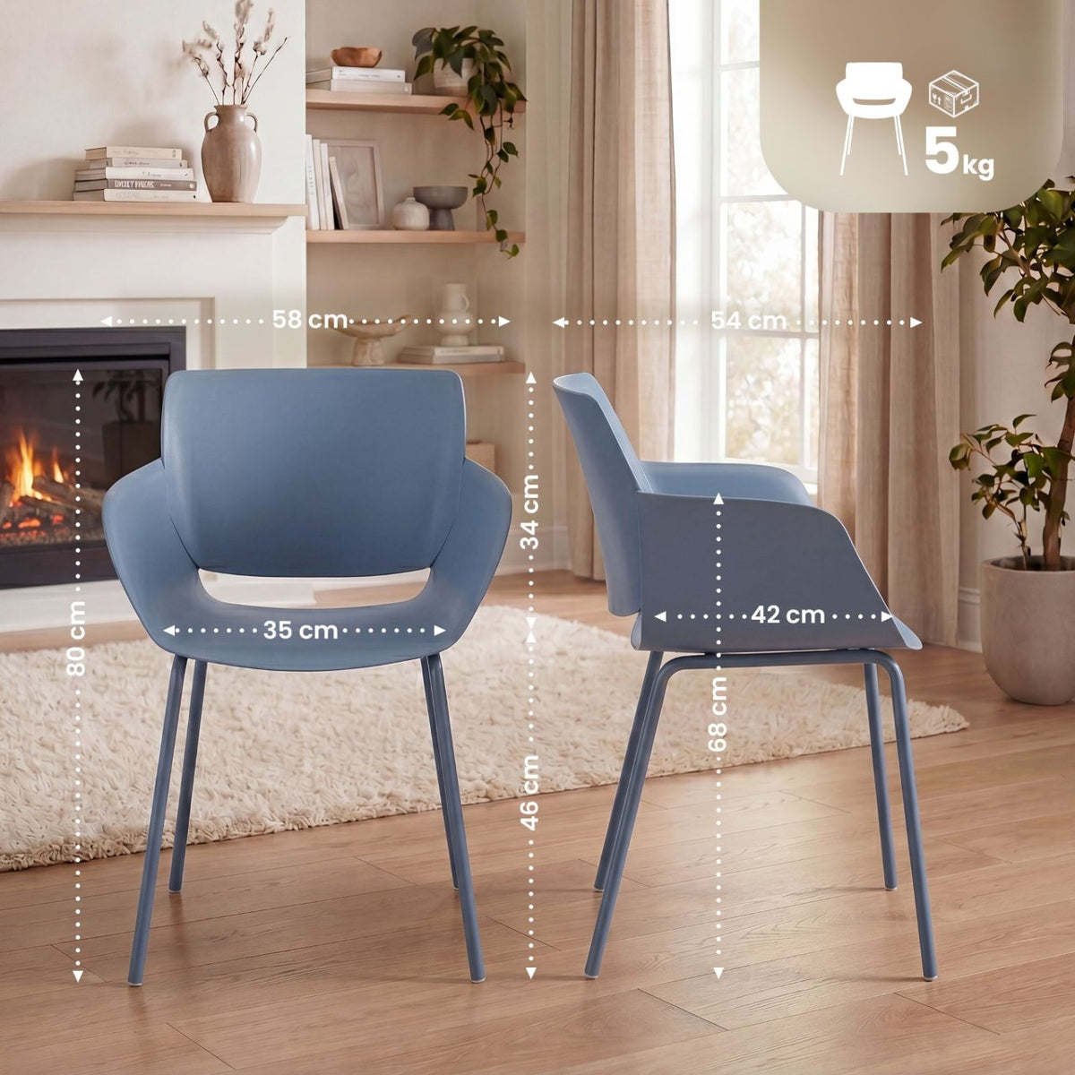 Set van 2 Tuinstoelen Alpena blauw blau