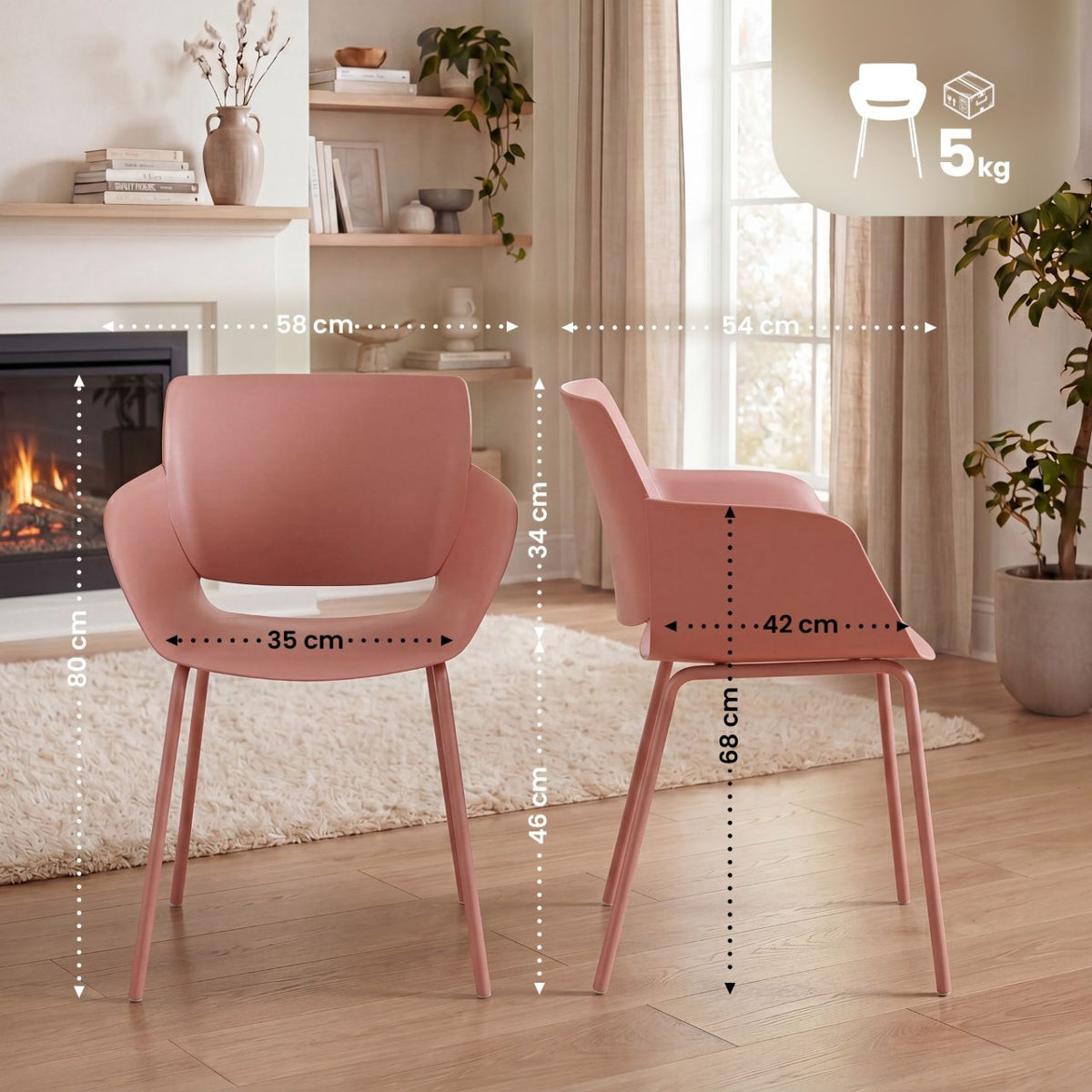 Set van 2 Tuinstoelen Alpena roze pink
