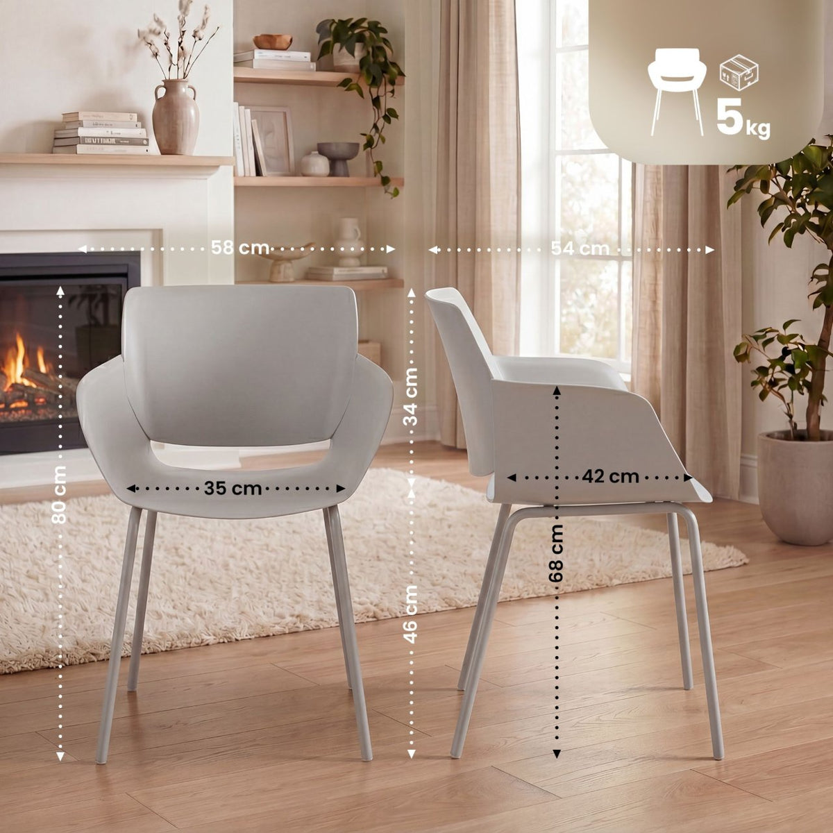 Set van 2 Tuinstoelen Alpena licht grijs hellgrau