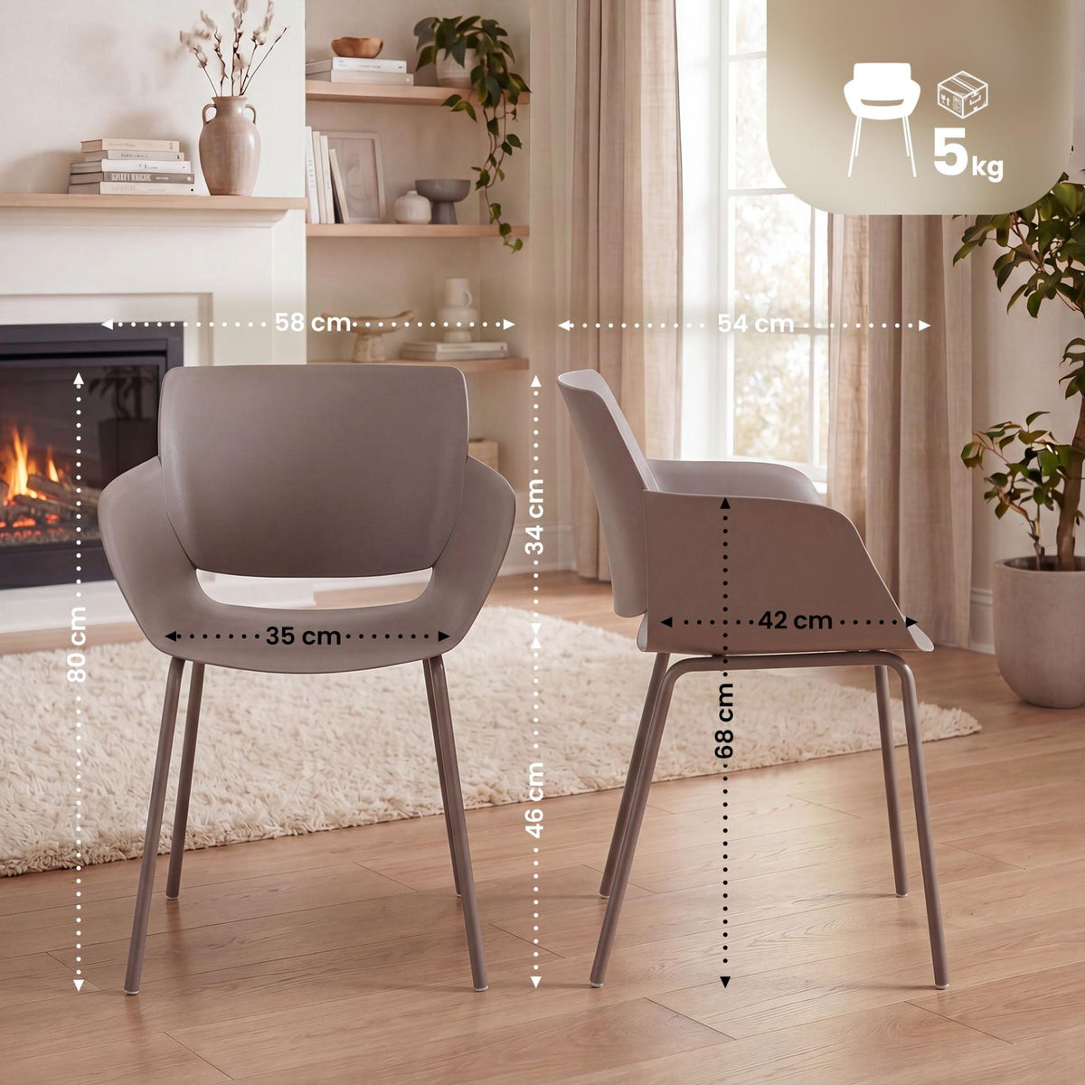 Set van 2 Tuinstoelen Alpena taupe taupe