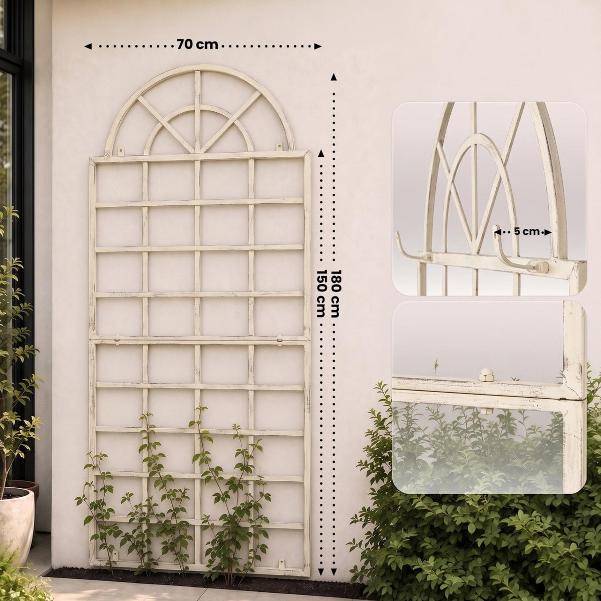 Plantenrek Viva voor aan de muur antiek/creme antik-creme