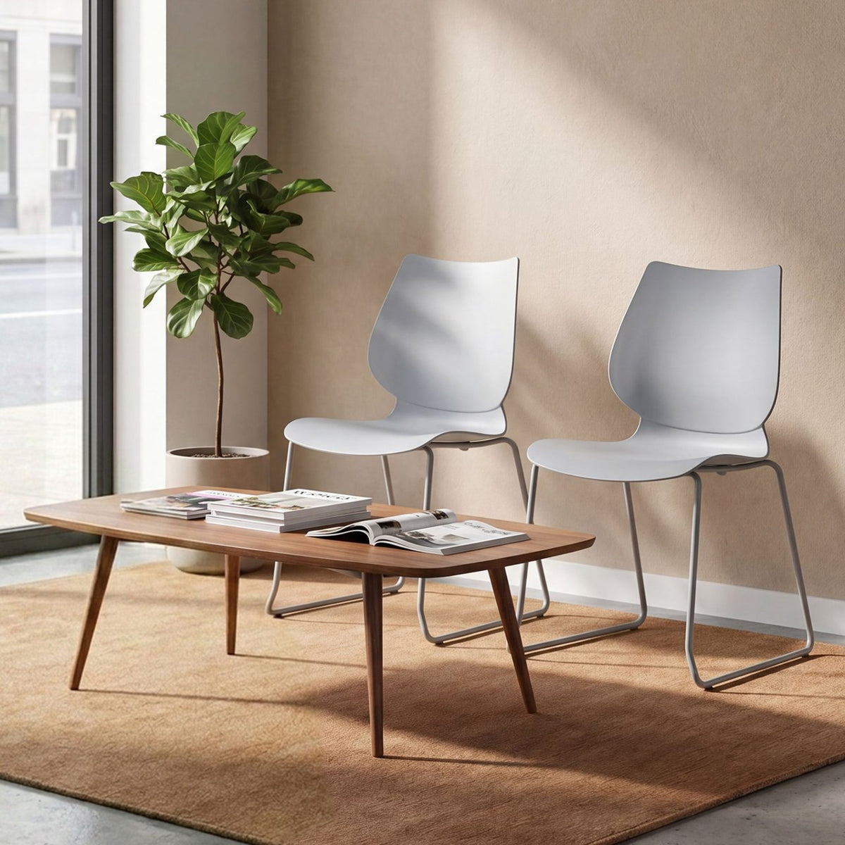 Set van 2 Eetkamerstoelen Houma grijs grau