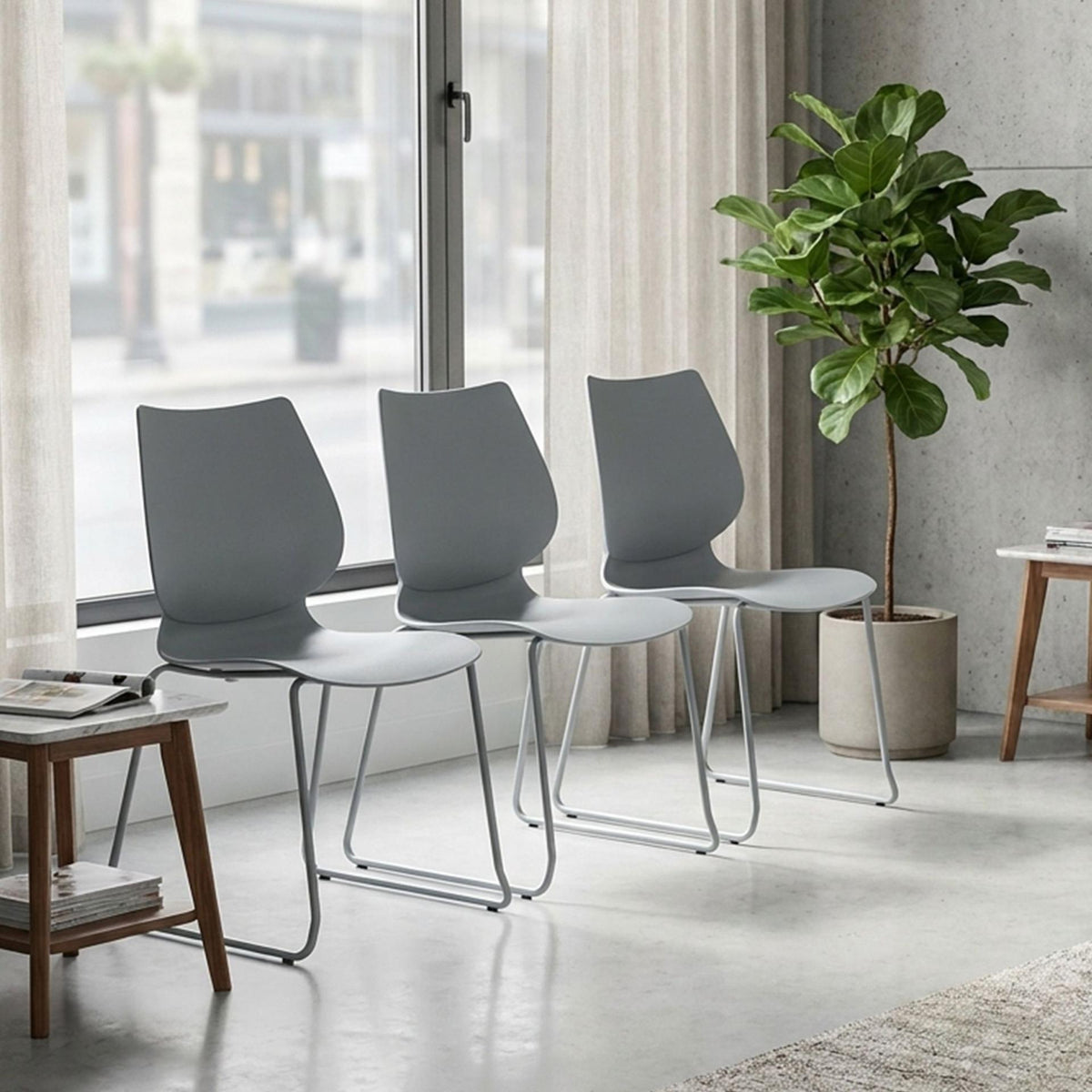 Set van 4 stapelstoelen Houma grijs grau
