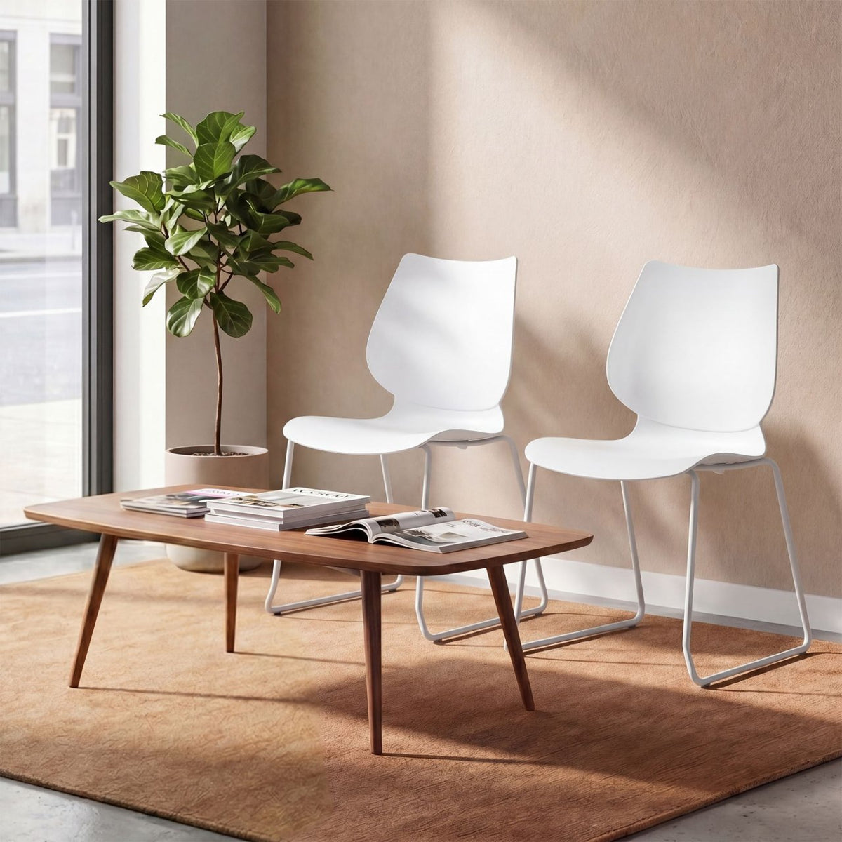 Set van 2 Eetkamerstoelen Houma wit weiß