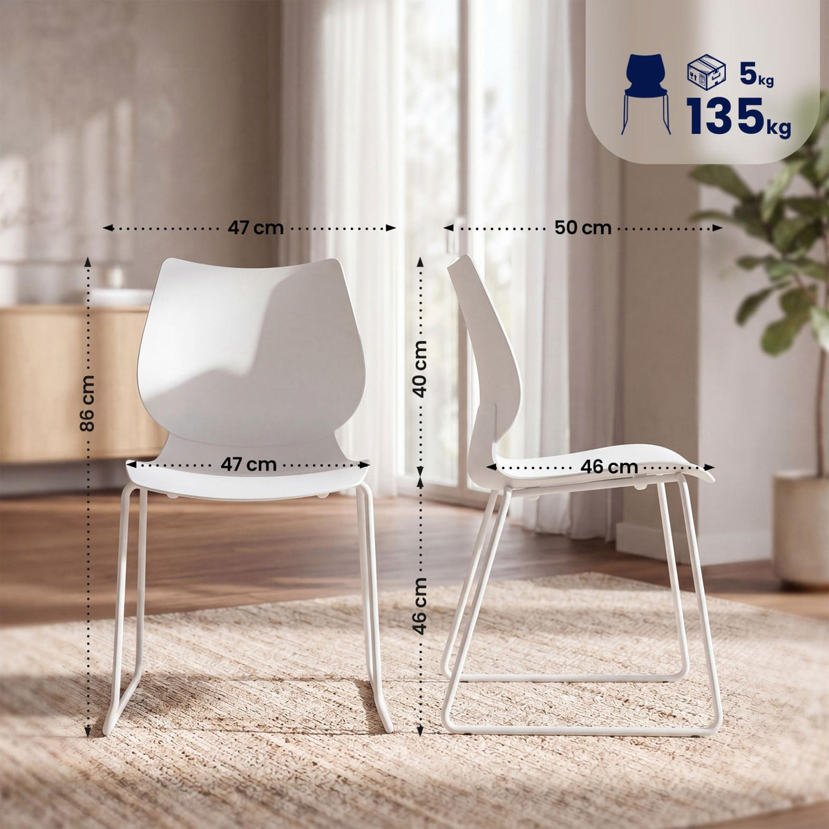 Set van 2 Eetkamerstoelen Houma wit weiß