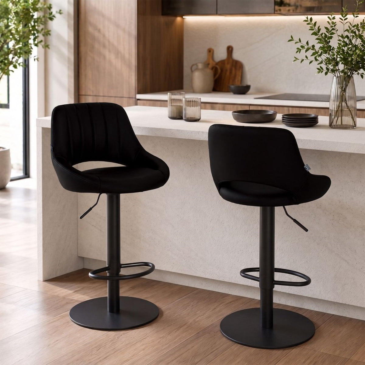 2er Set Barhocker HD Milet B Kunstleder schwarz