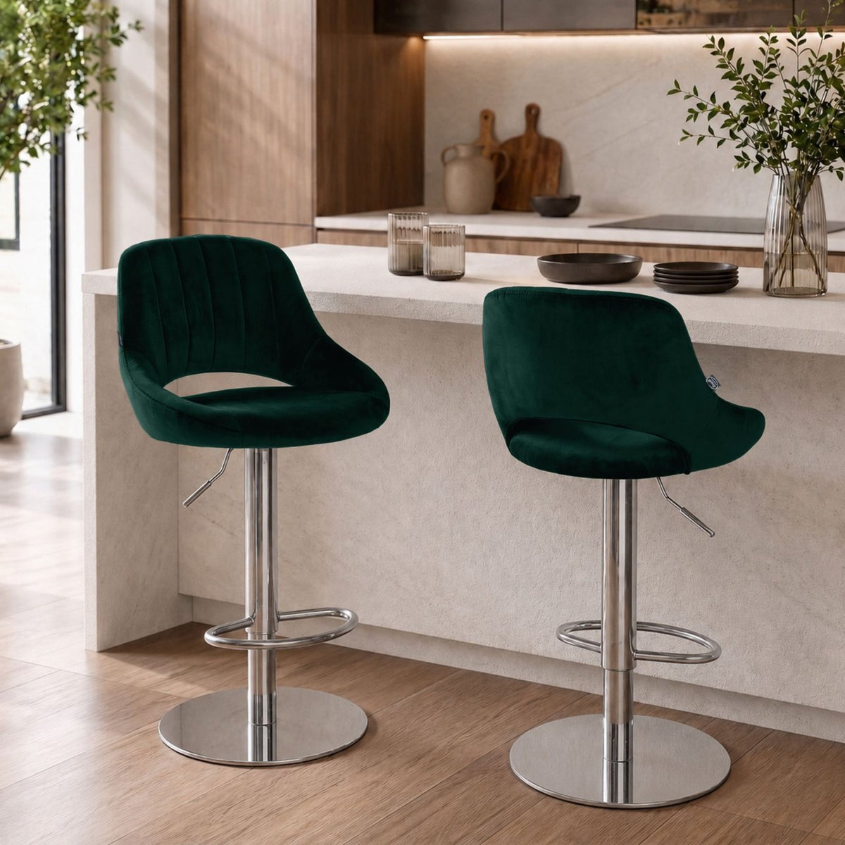 2er Set Barhocker HD Milet C Samt grün