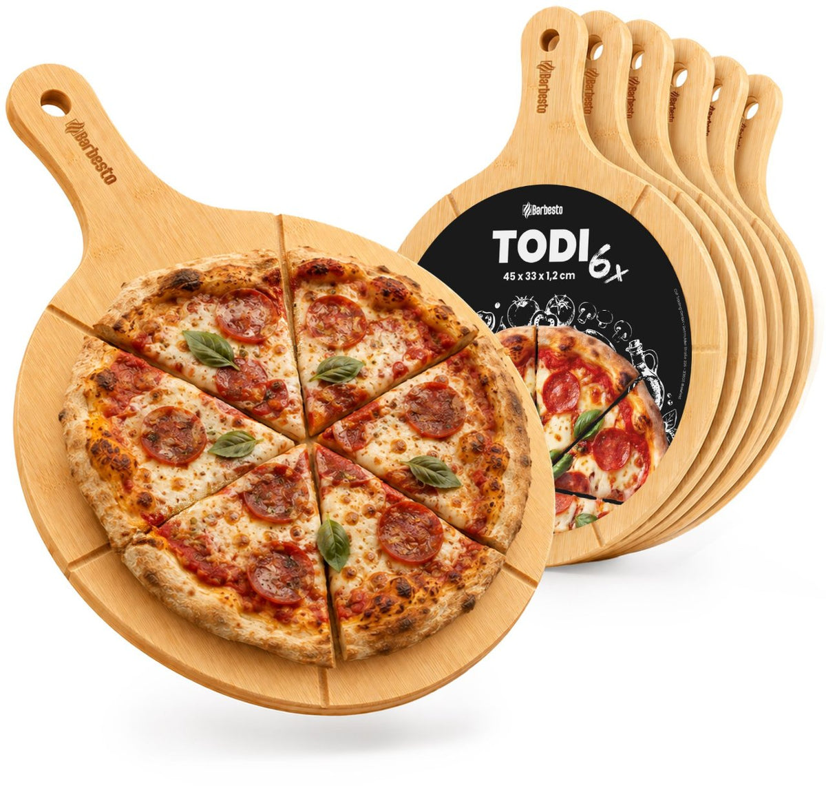 6er Set Pizzabrett Todi natura