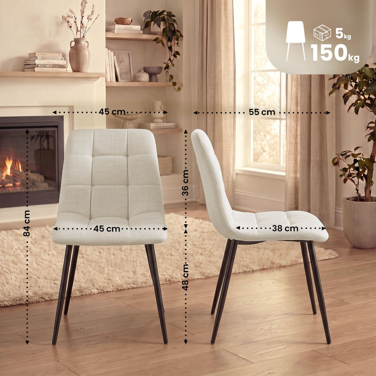 Esszimmerstuhl Tilde Stoff creme