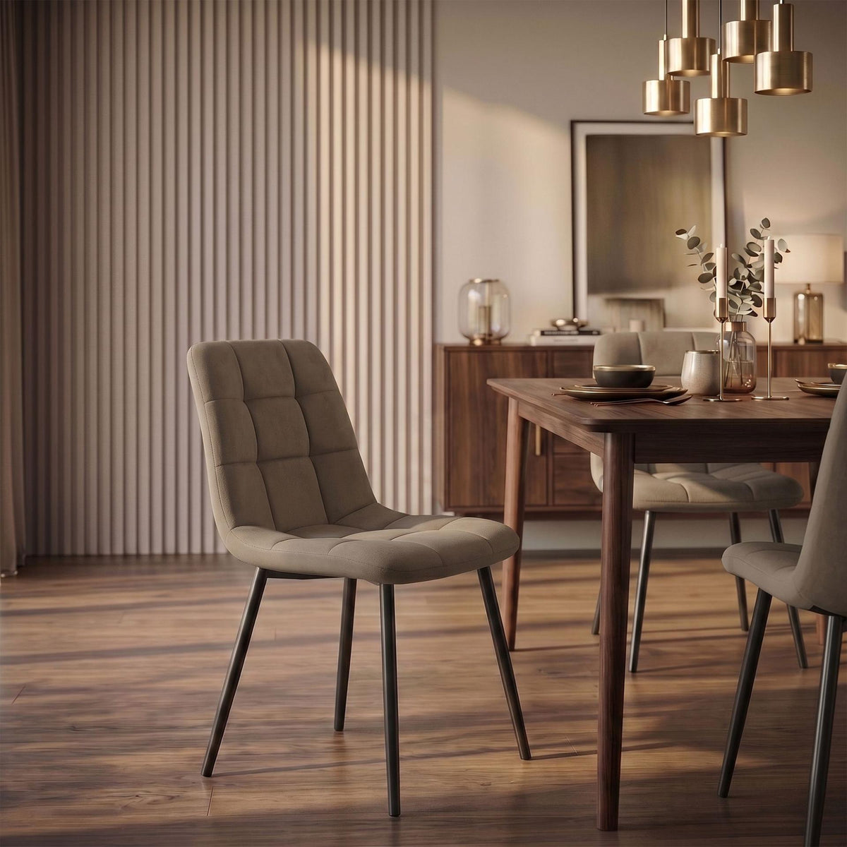 4er Set Esszimmerstuhl Tilde Samt taupe
