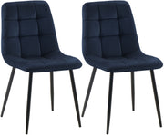 2er Set Esszimmerstuhl Tilde Samt blau