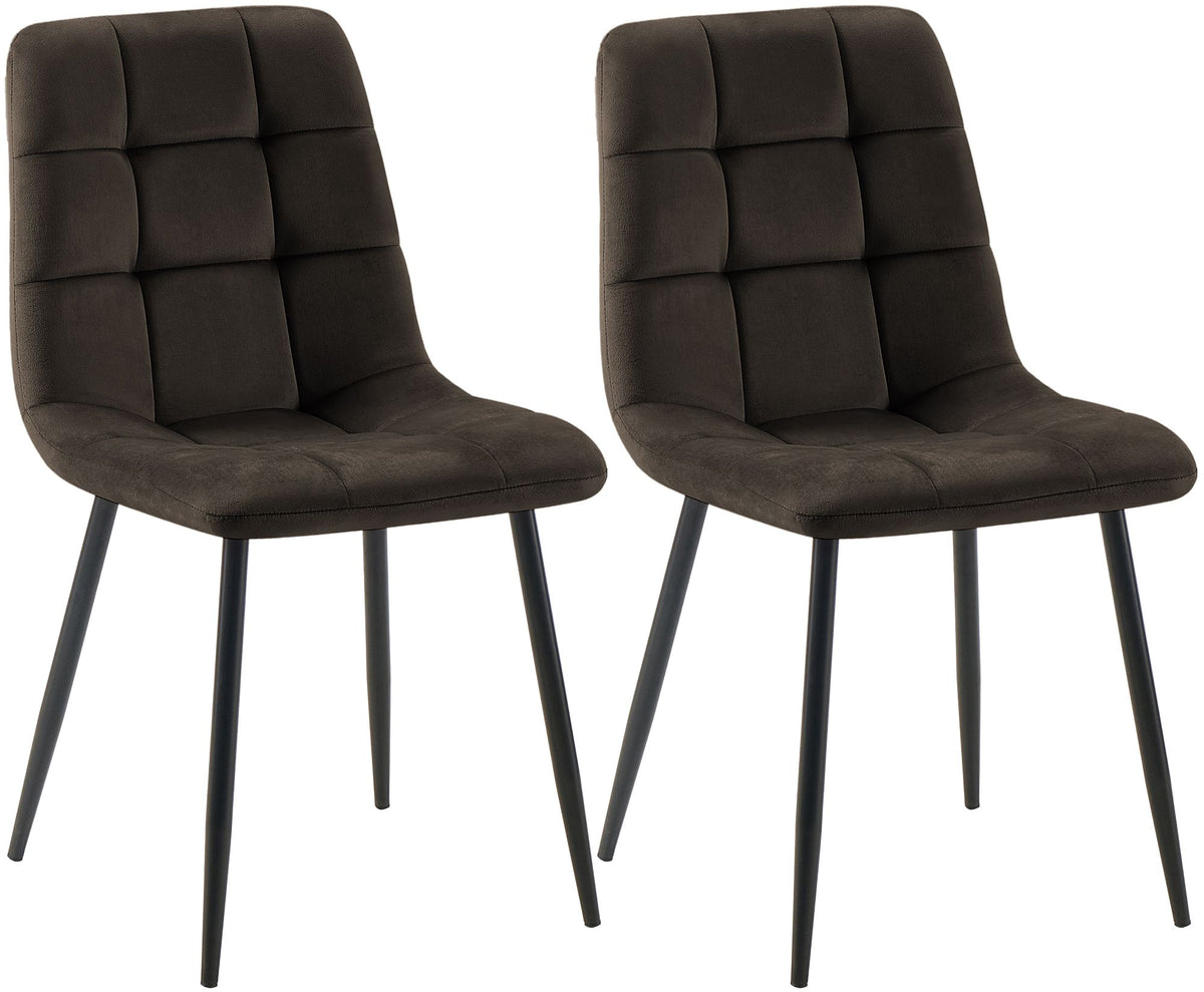2er Set Esszimmerstuhl Tilde Samt braun