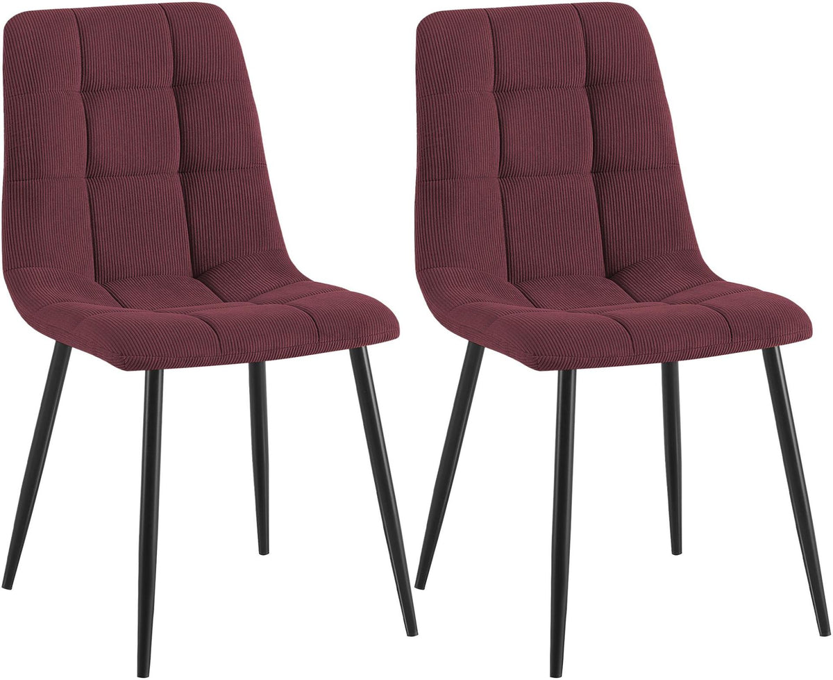 2er Set Esszimmerstuhl Tilde Cord bordeauxrot
