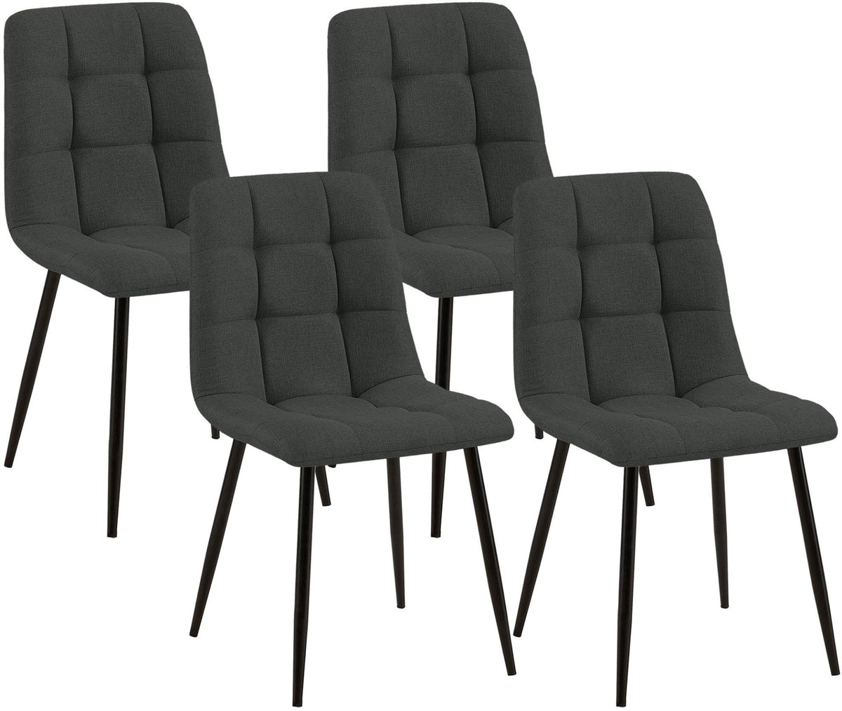4er Set Esszimmerstuhl Tilde Stoff dunkelgrau