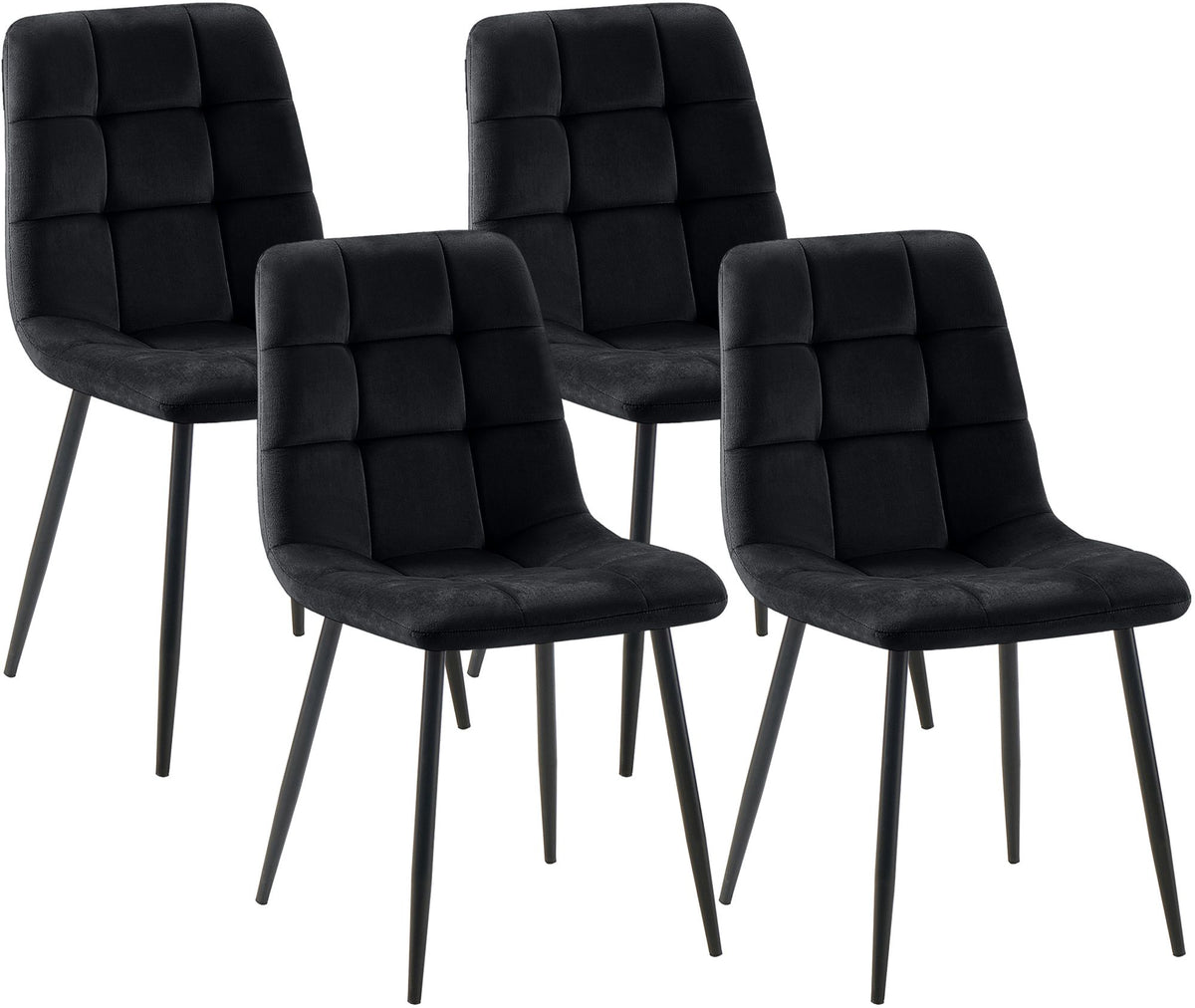 4er Set Esszimmerstuhl Tilde Samt schwarz