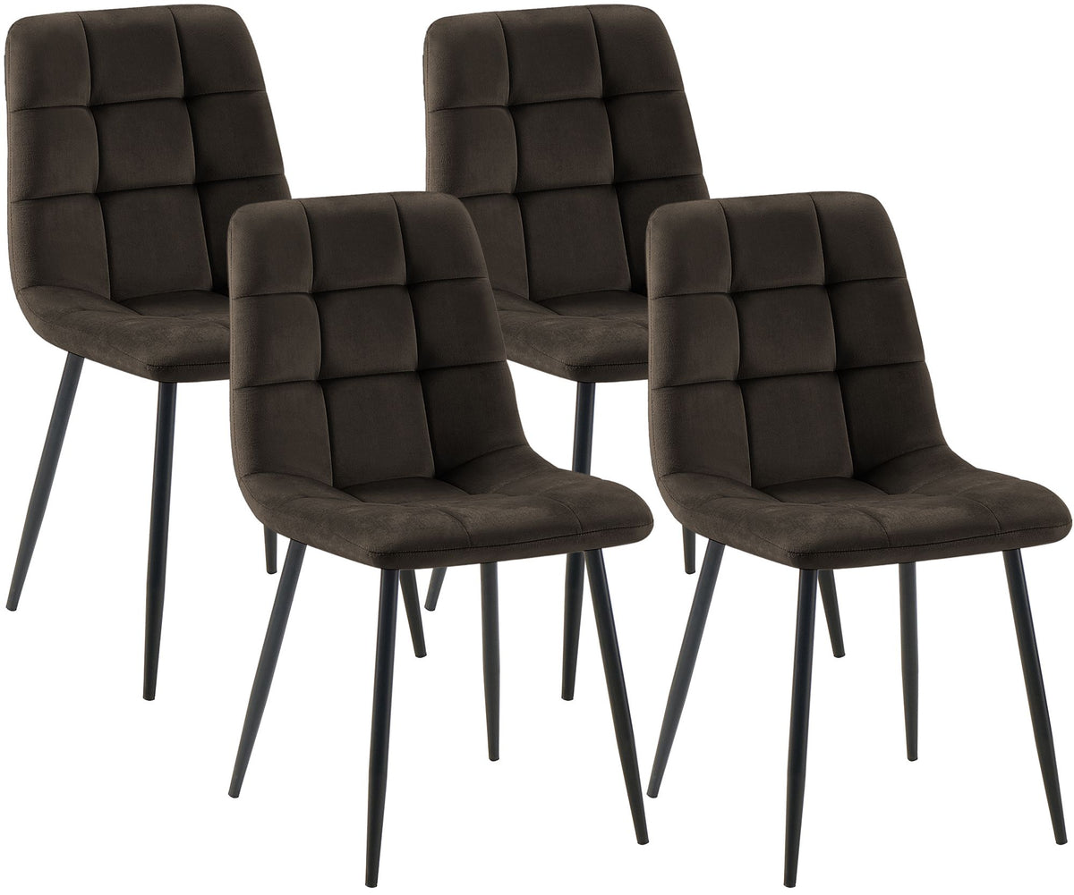 4er Set Esszimmerstuhl Tilde Samt braun