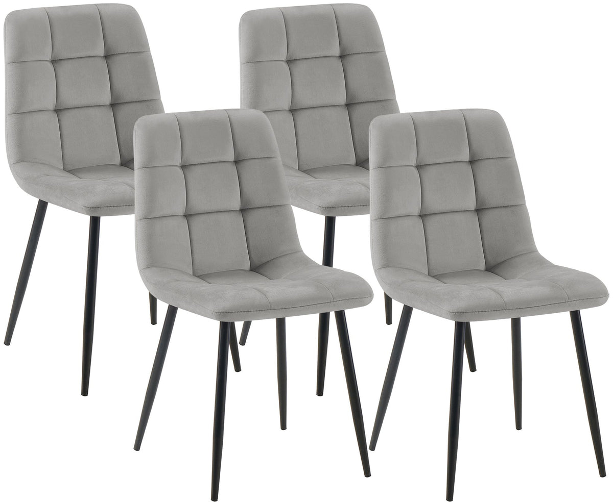 4er Set Esszimmerstuhl Tilde Samt grau